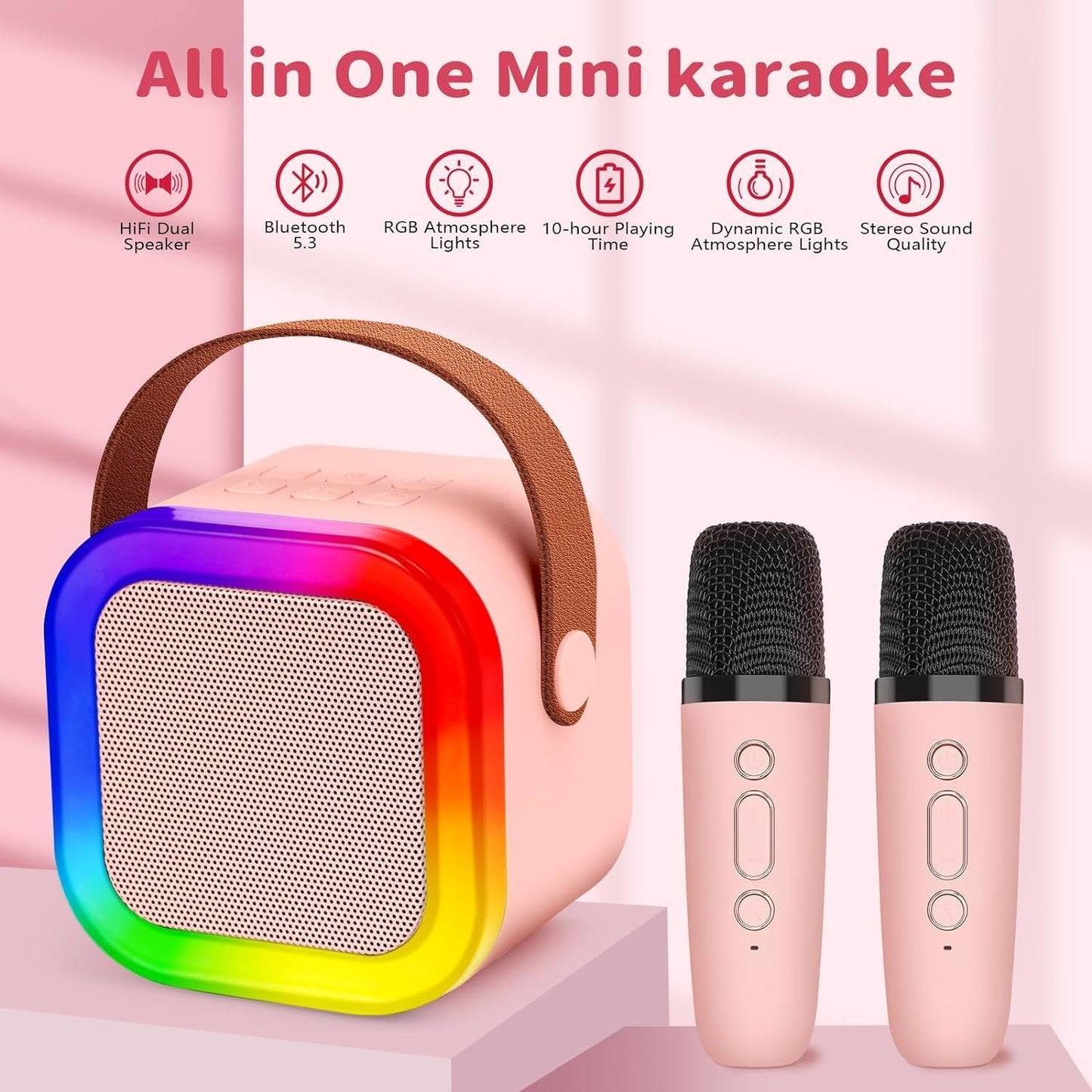 Karaoke machine with 2 wireless microphone
