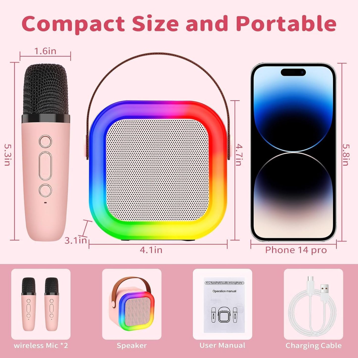 Karaoke machine with 2 wireless microphone